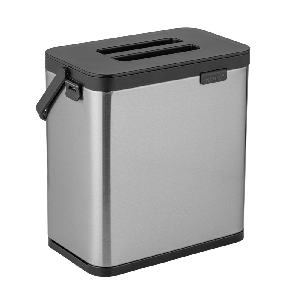 Abfallsammler Mod. Colin 3L, silber matt/schwarz, Edelstahl/Kunststoff