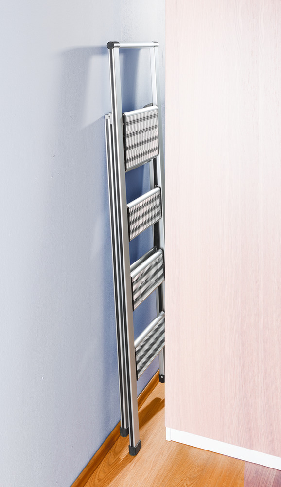 Klapptrittleiter silber aus Aluminium, 4-stufig