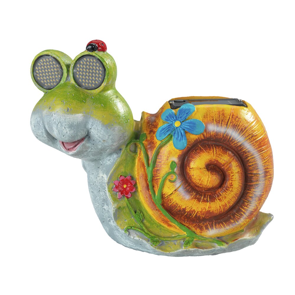 SCHNECKE Gartenfigur mit blinkenden LED-Augen