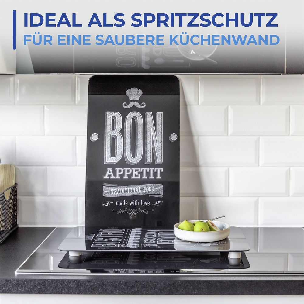 Glasabdeckplatten Universal Mod. Bon Appetit, 2er Set Glasabdeckplatten Universal Mod. Bon Appetit, 2er Set