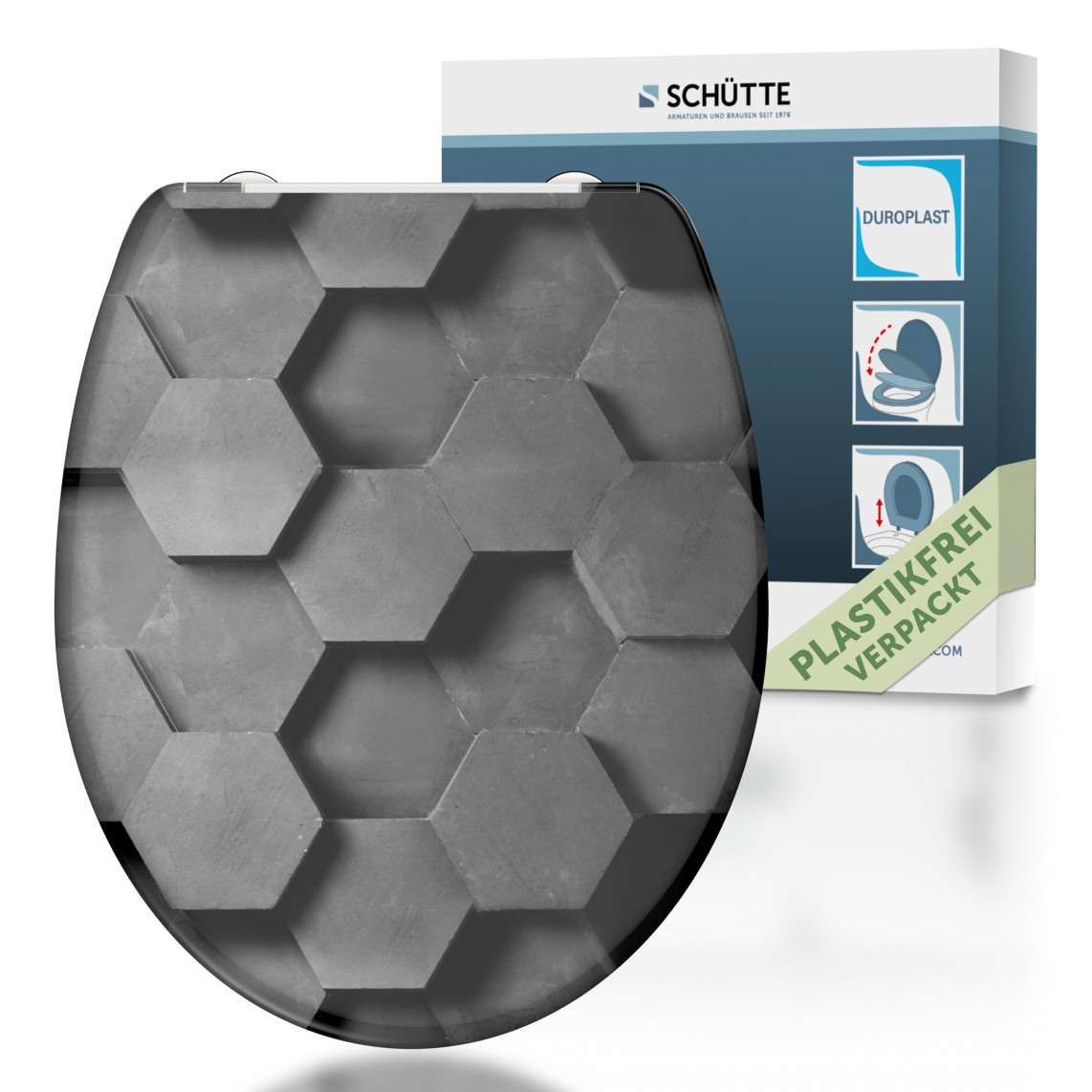 GREY HEXAGONS WC-Sitz zur Montage von oben