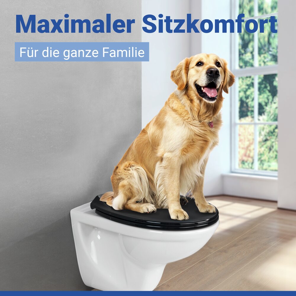 KOS schwarz WC-Sitz nur 1200 g, belastbar bis 200 kg