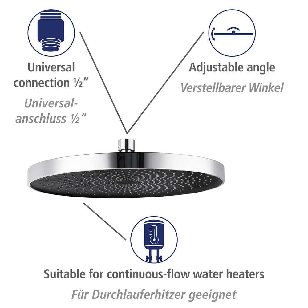 SOFTWATER chrom-schwarz Regenduschkopf,  Ø 26 cm