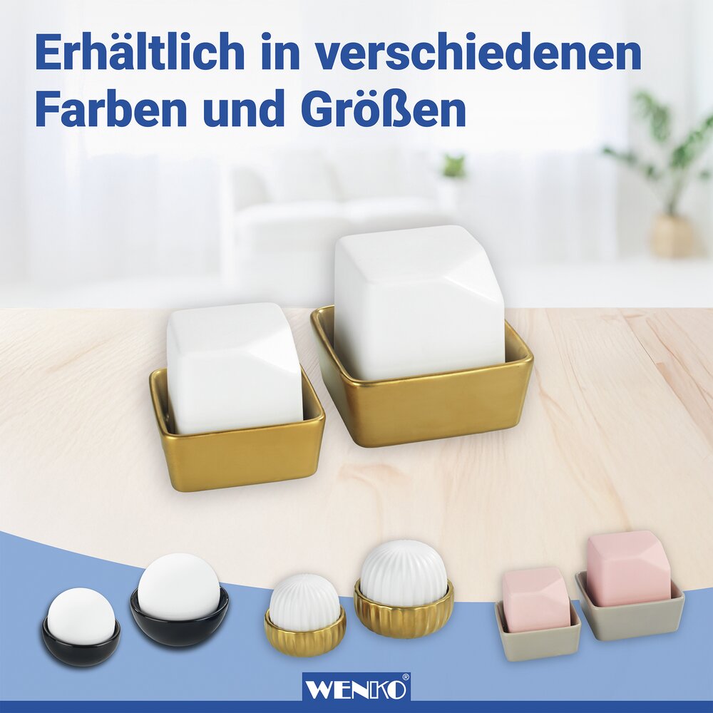 CLEO weiss/gold Luftbefeuchter aus Keramik, 2er-Set
