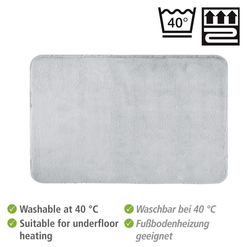 SARAVAN hellgrau Badteppich, 50x80 cm, fusselfrei