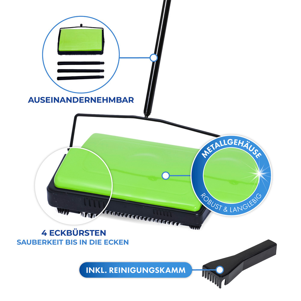Teppichkehrer stromlos in grün