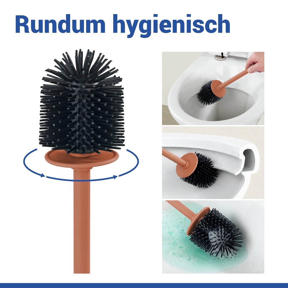 FABLO braun WC-Garnitur, Bürstenkopf aus Silikon
