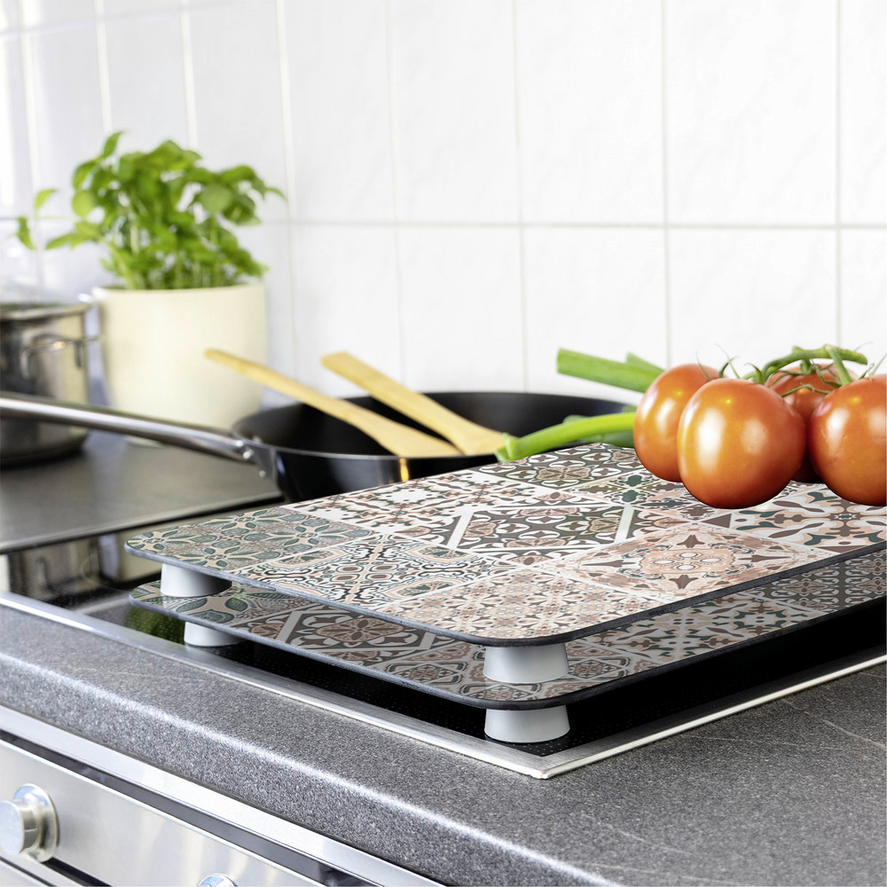 KACHEL 2er-Set Herdabdeckplatten aus Glas