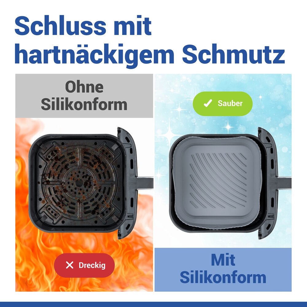 NARA Silikonform eckig für Heißluftfritteusen, 2er-Set