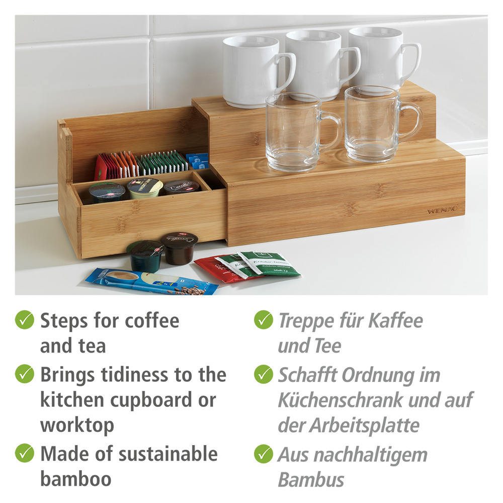 BAMBUS Regal-Treppe für Kaffee und Tee