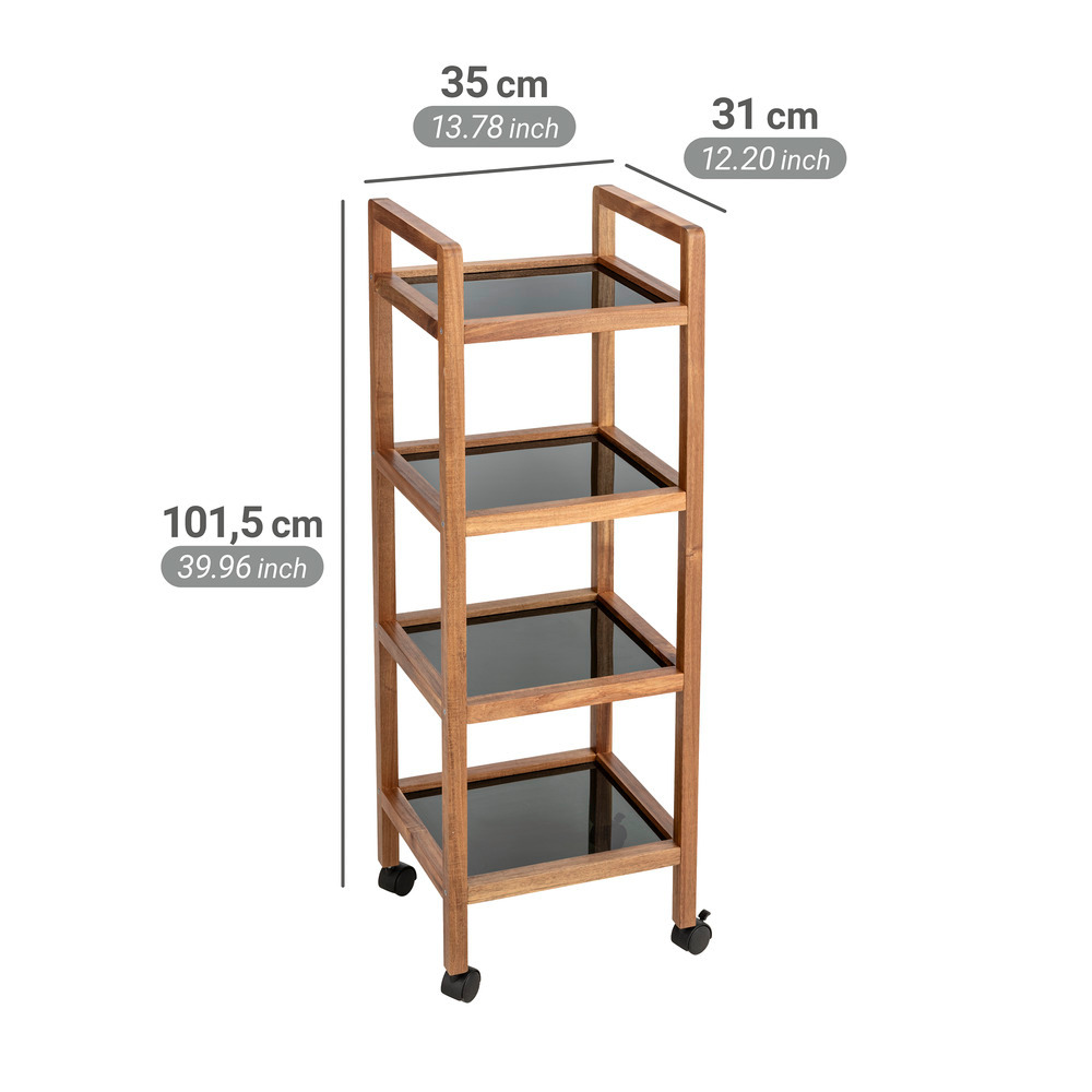 FONDI Rollregal mit 4 Ablagen aus Akazienholz