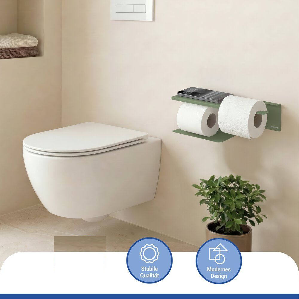 LIZAN grün Turbo-Loc® Toilettenpapierhalter mit Ablage