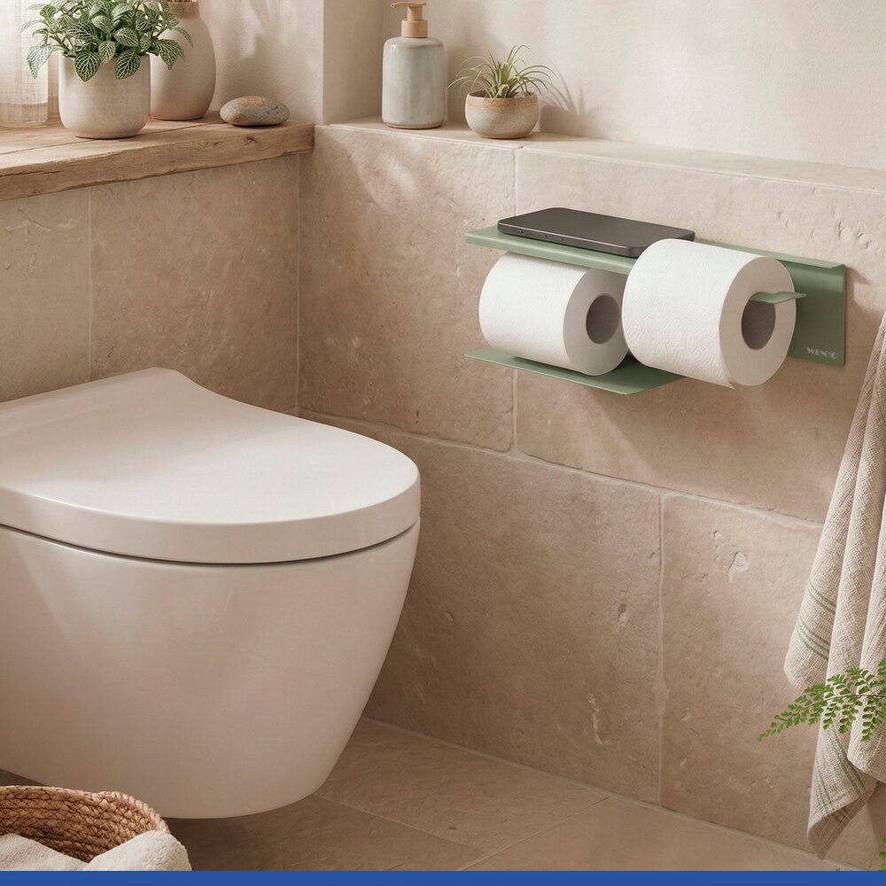 LIZAN grün Turbo-Loc® Toilettenpapierhalter mit Ablage