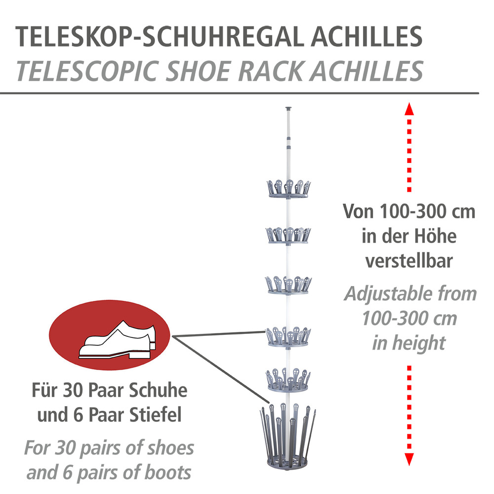 ACHILLES weiss-grau Teleskop-Schuhregal