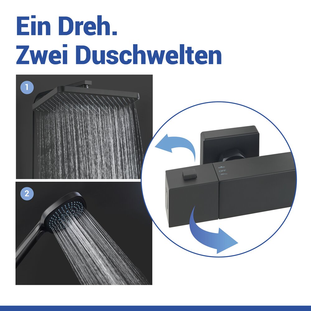CUADRO schwarz Premium Duschsystem mit Armatur