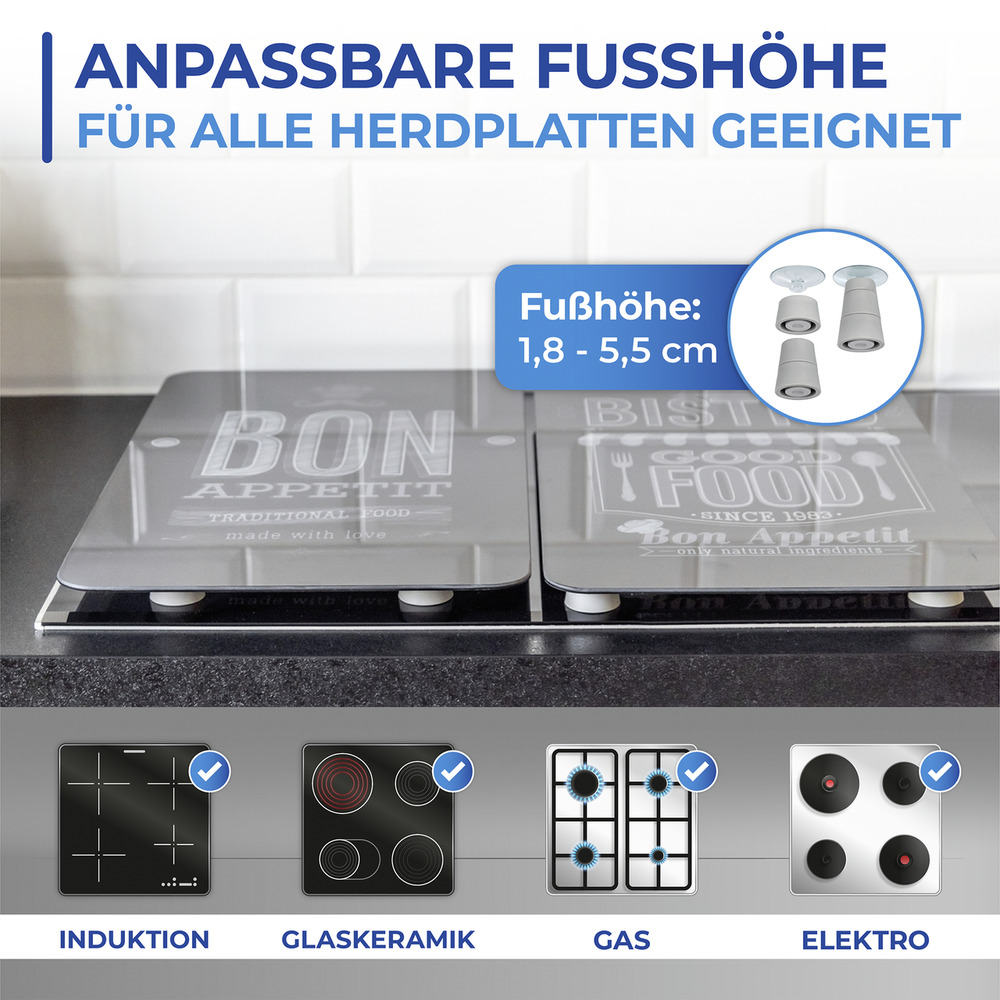 Glasabdeckplatten Universal Mod. Bon Appetit, 2er Set Glasabdeckplatten Universal Mod. Bon Appetit, 2er Set