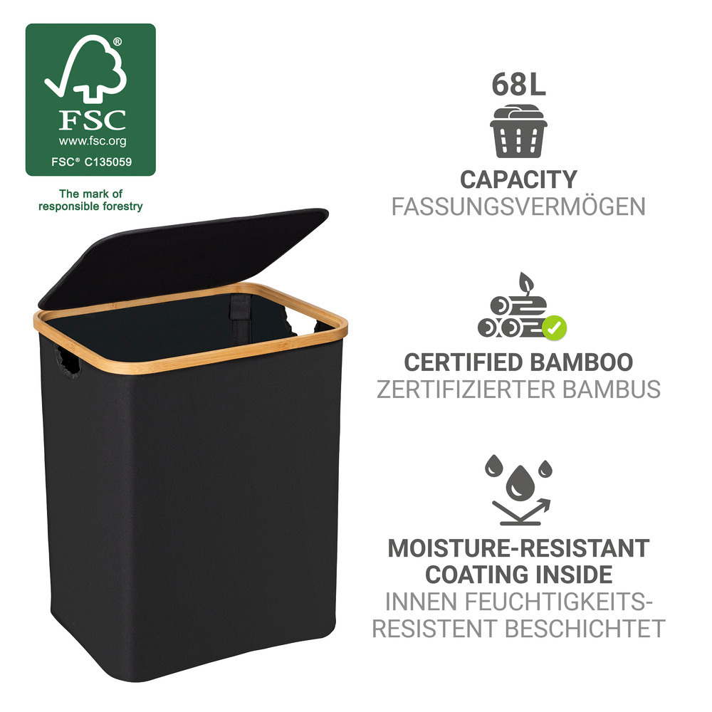 Uno ECORI Wäschetruhe aus Bambus, 68 Liter