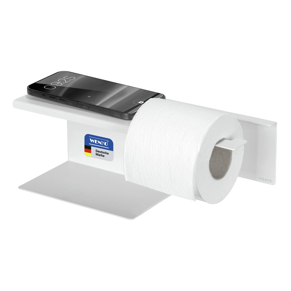 LIZAN weiss Turbo-Loc® Toilettenpapierhalter mit Ablage