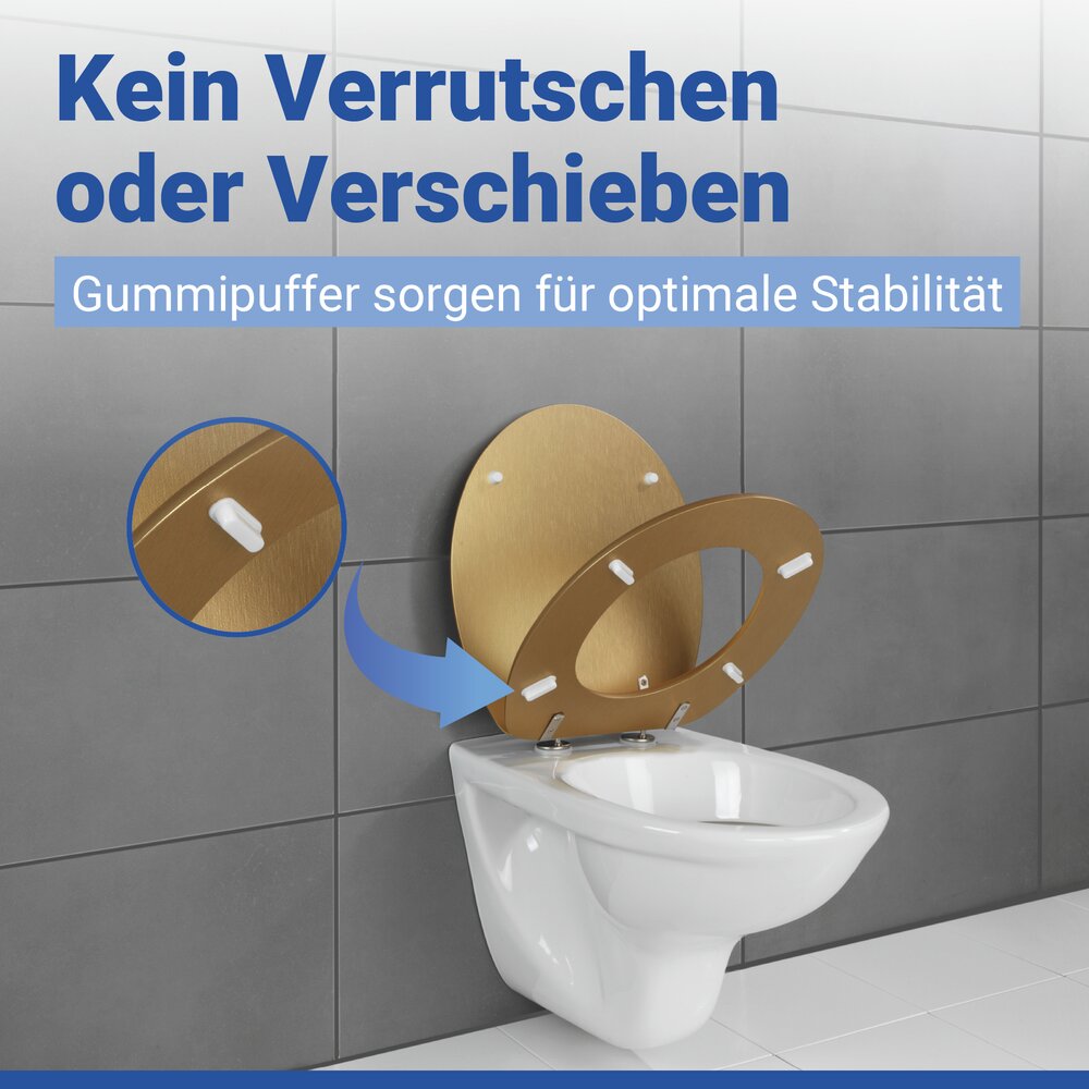 ALDENO Gold matt WC-Sitz belastbar bis 350 kg