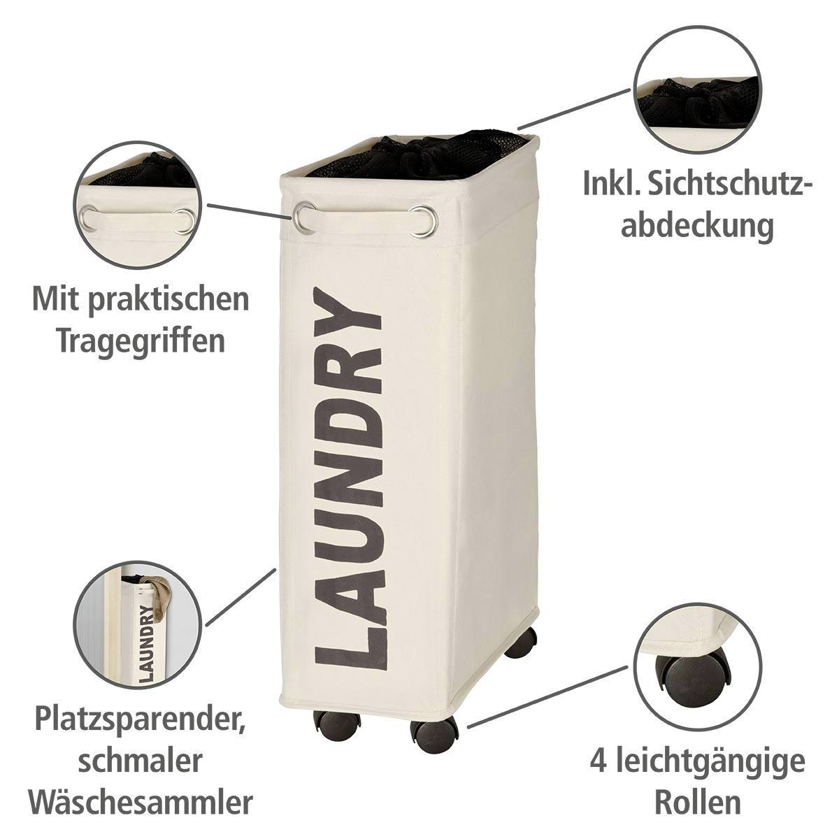 CORNO beige Wäschekorb mit Rollen, 43 Liter