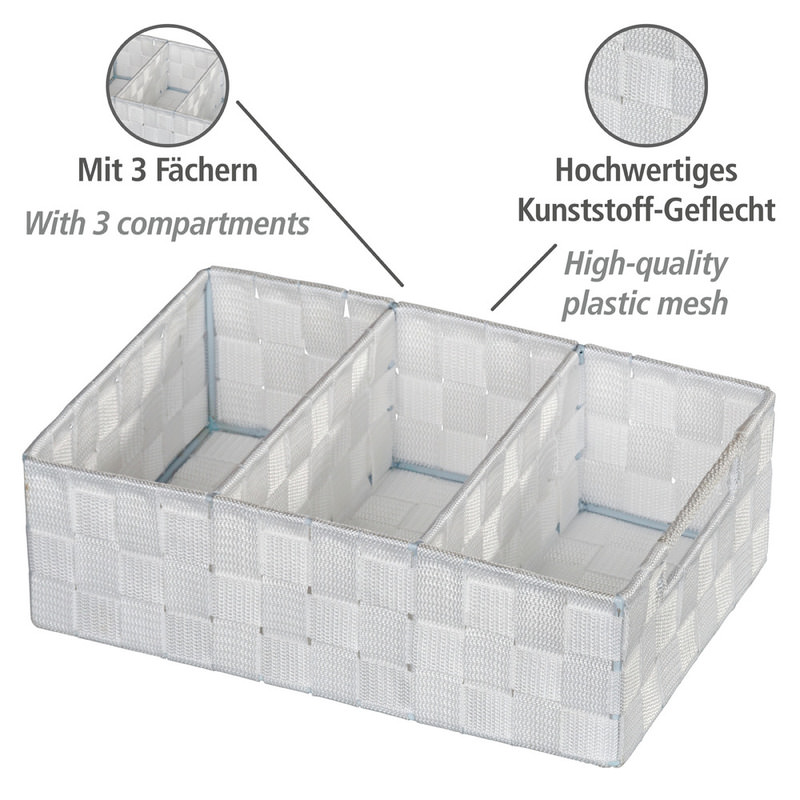 ADRIA weiss Organizer mit 3 Fächern und Griff
