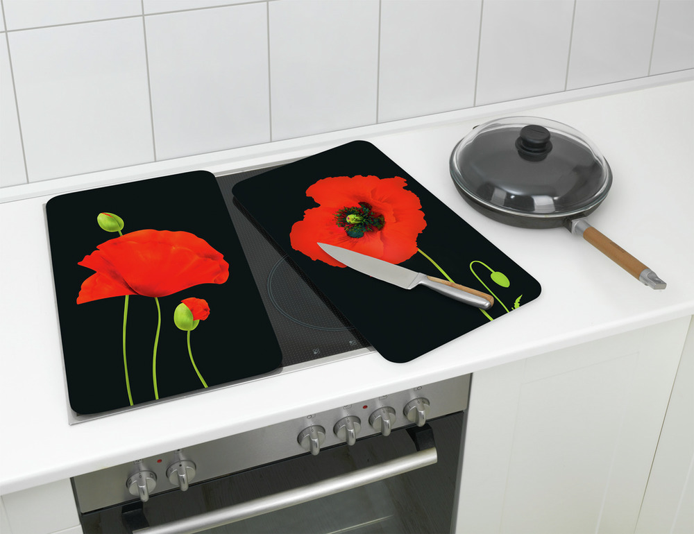 MOHN 2er-Set Herdabdeckplatten aus Glas