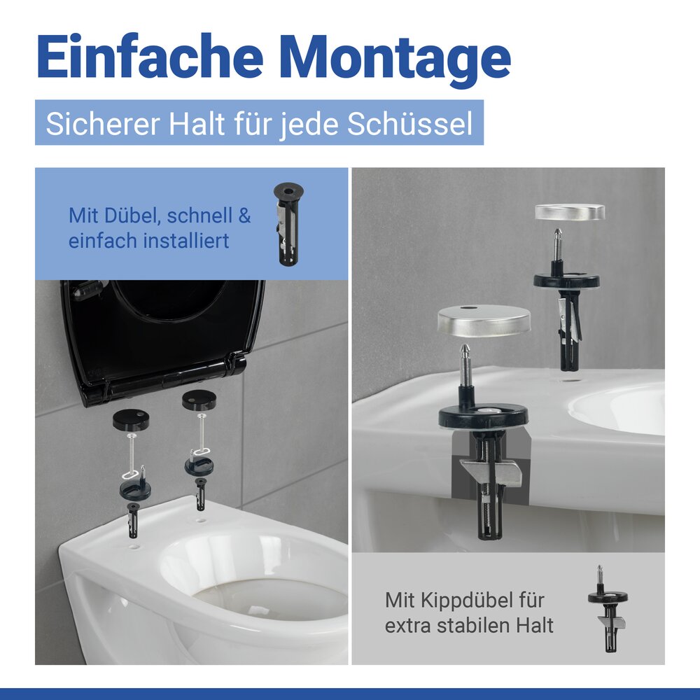 KOS schwarz WC-Sitz nur 1200 g, belastbar bis 200 kg