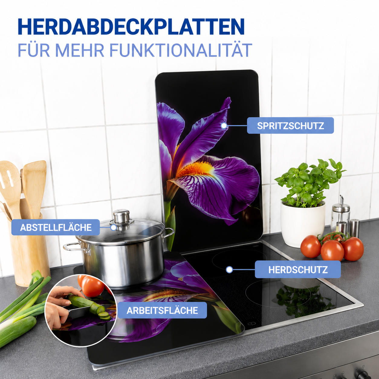 IRIS 2er-Set Herdabdeckplatten aus Glas