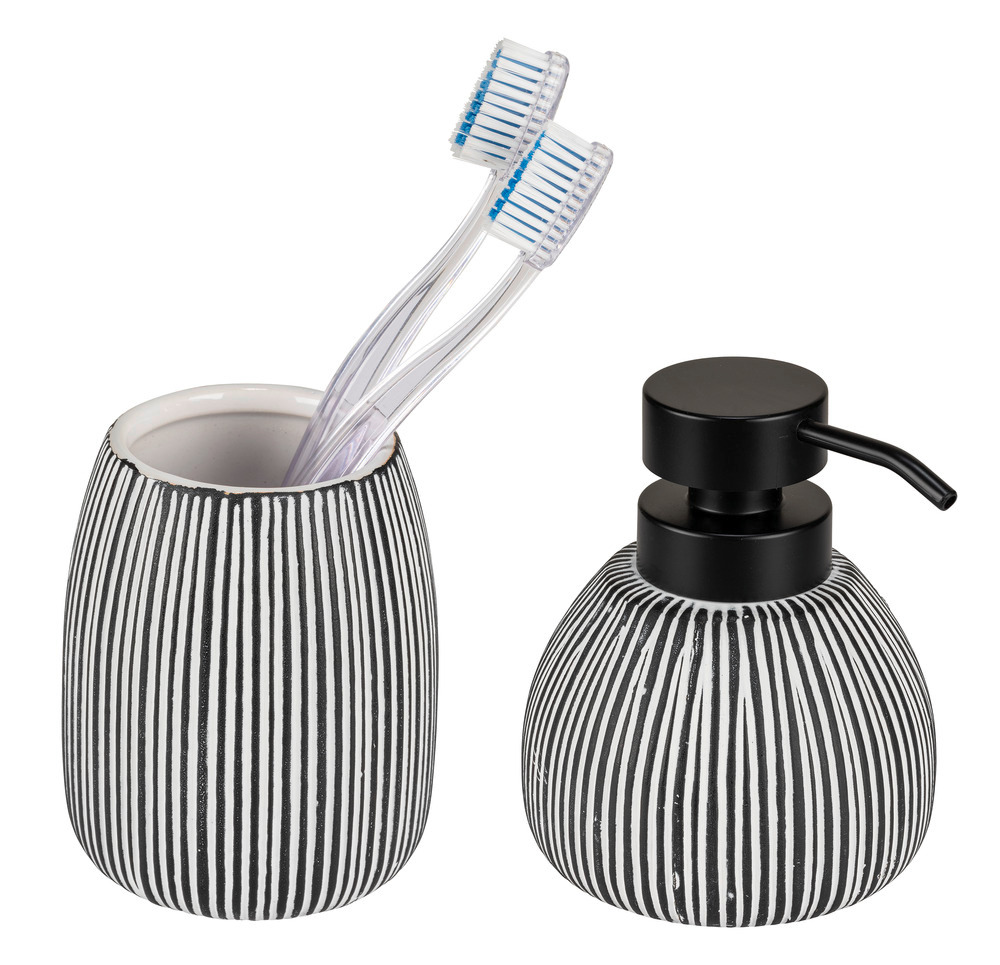 PASCOLI schwarz Badzubehör-Set aus Keramik, 2-teilig