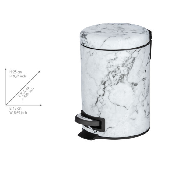 ONYX Treteimer 3 Liter, Marmor-Optik