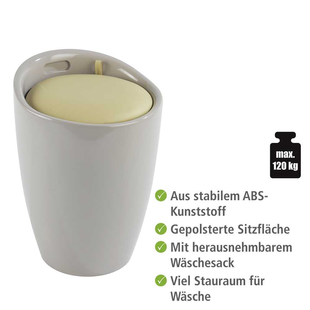 CANDY taupe Badhocker & Wäschekorb, 20 l