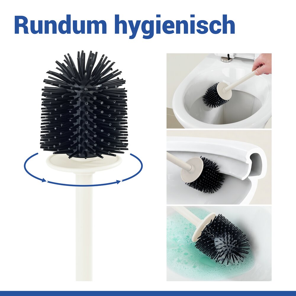 FABLO creme WC-Garnitur, Bürstenkopf aus Silikon