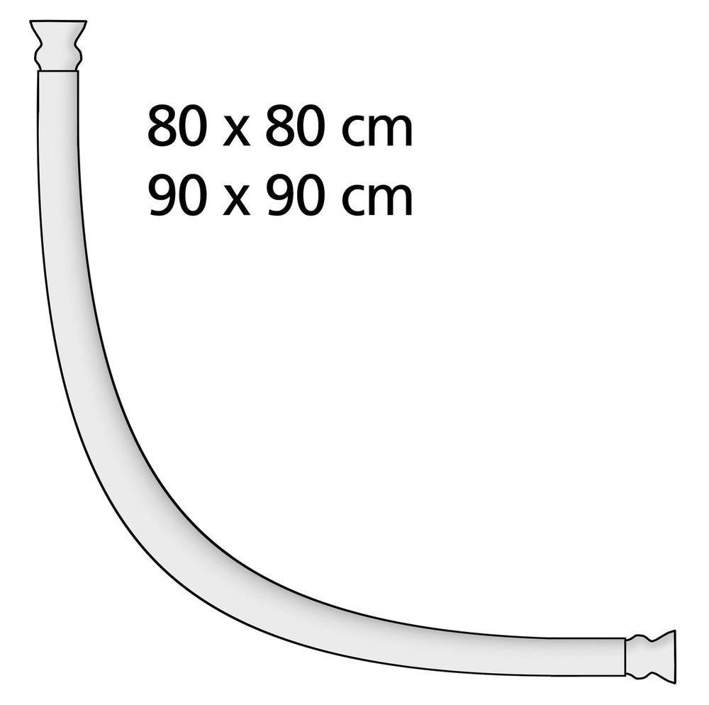 Rundduschstange Chrom, 25 mm, 80x80/90x90 cm