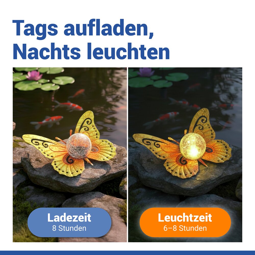 SCHMETTERLING orange/gold LED Solarlampe