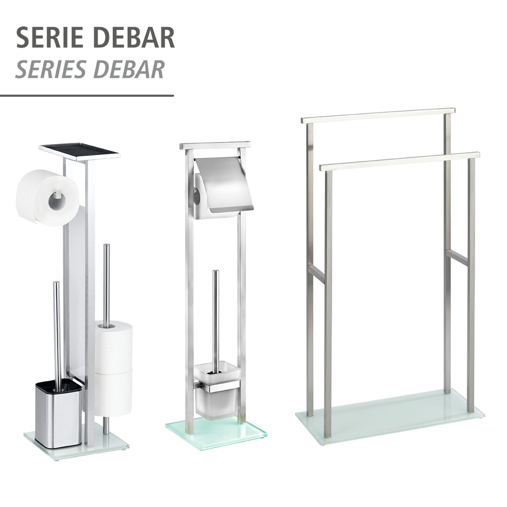 DEBAR Handtuchständer aus Edelstahl und Glas DEBAR Handtuchständer aus Edelstahl und Glas