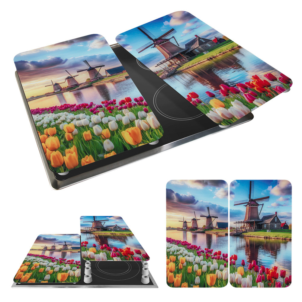 WINDMÜHLE 2er-Set Herdabdeckplatten aus Glas