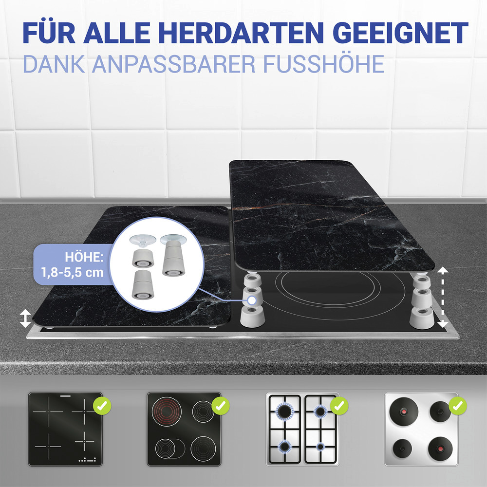 MARMOR schwarz 2er-Set Herdabdeckplatten aus Glas