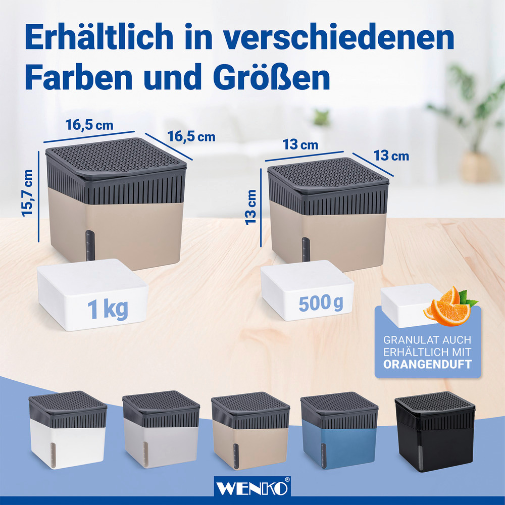 CUBE beige Entfeuchter + 2x500g Granulat