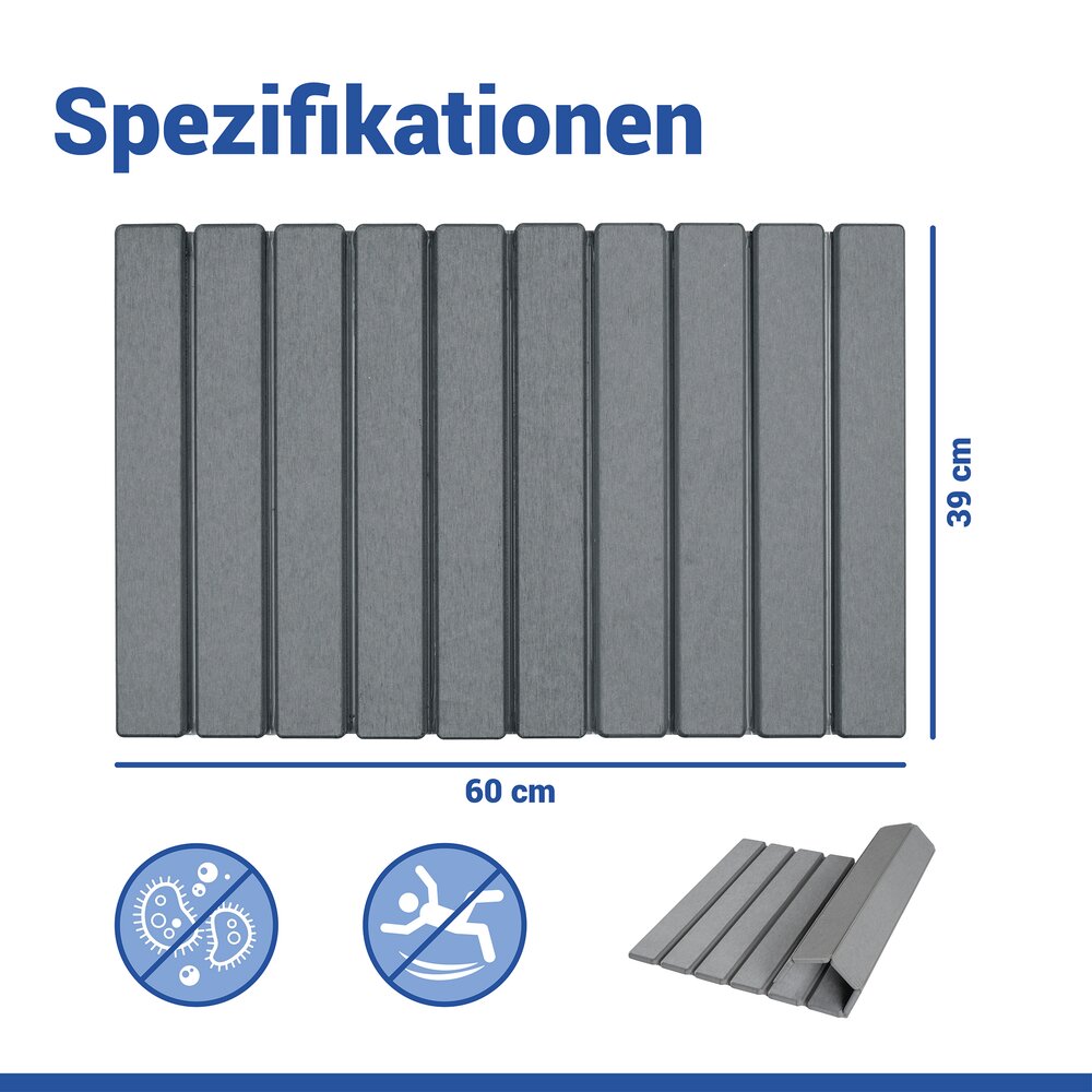 TRITEA grau Badematte schnelltrocknend 55x39cm