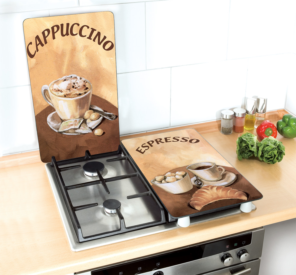 KAFFEE 2er-Set Herdabdeckplatten aus Glas