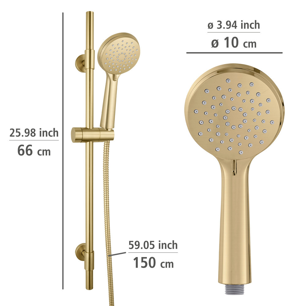 YOUNG gold matt Brauseset 3 Strahlarten Ø10cm