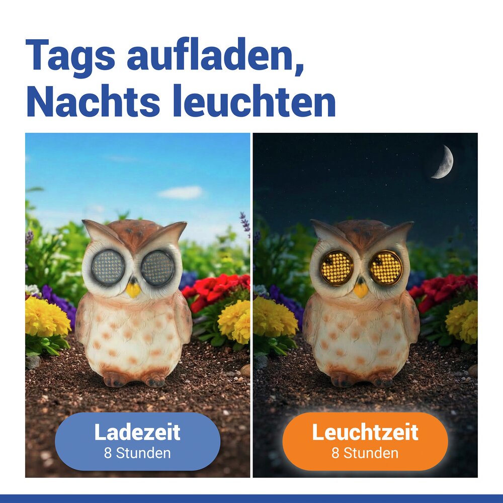 EULE Gartenfigur mit blinkenden LED-Augen