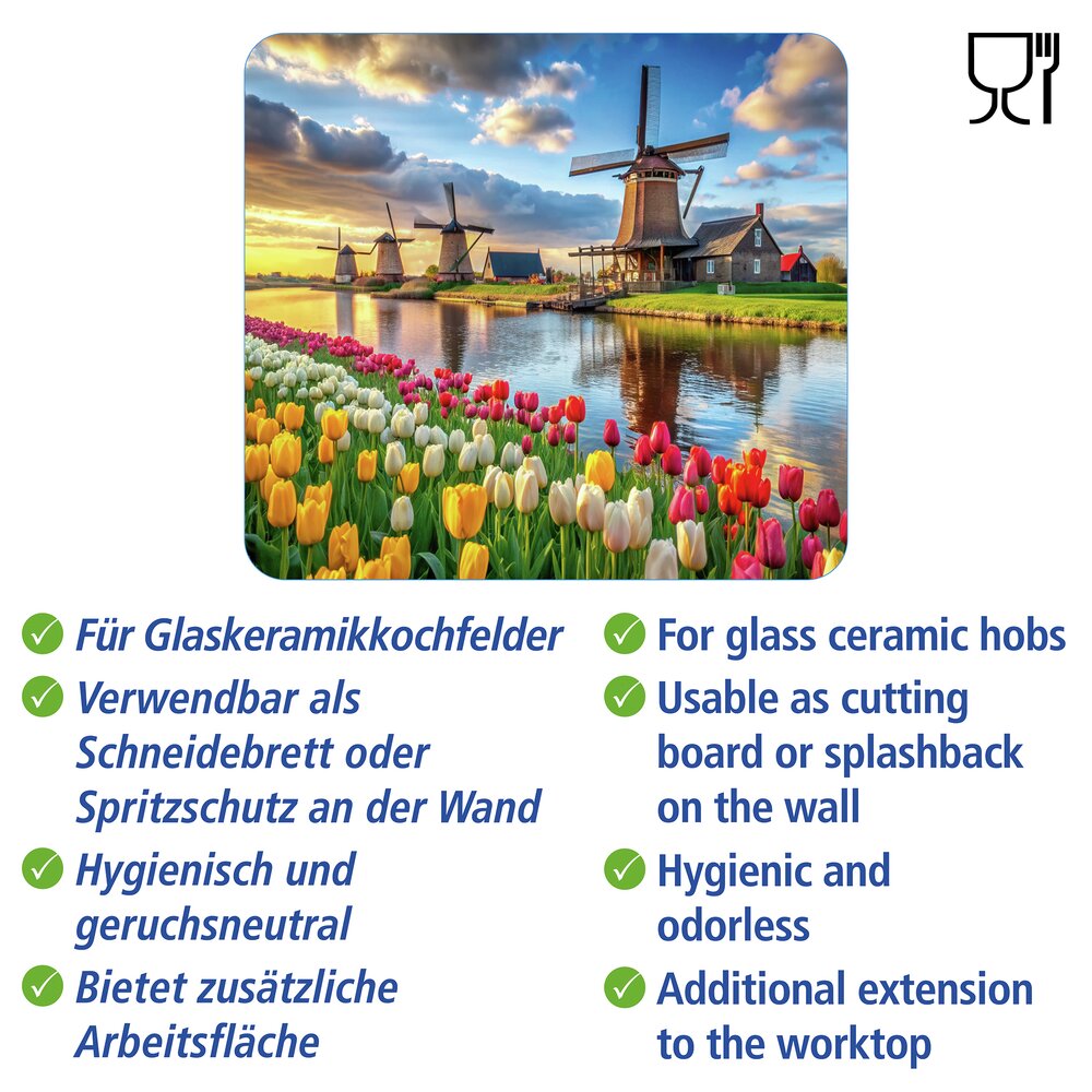 WINDMÜHLE Multiplatte 56x50 cm aus Glas