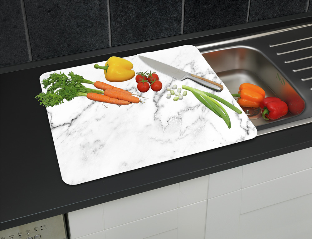 MARMOR weiss Multiplatte 56x50 cm aus Glas MARMOR weiss Multiplatte 56x50 cm aus Glas