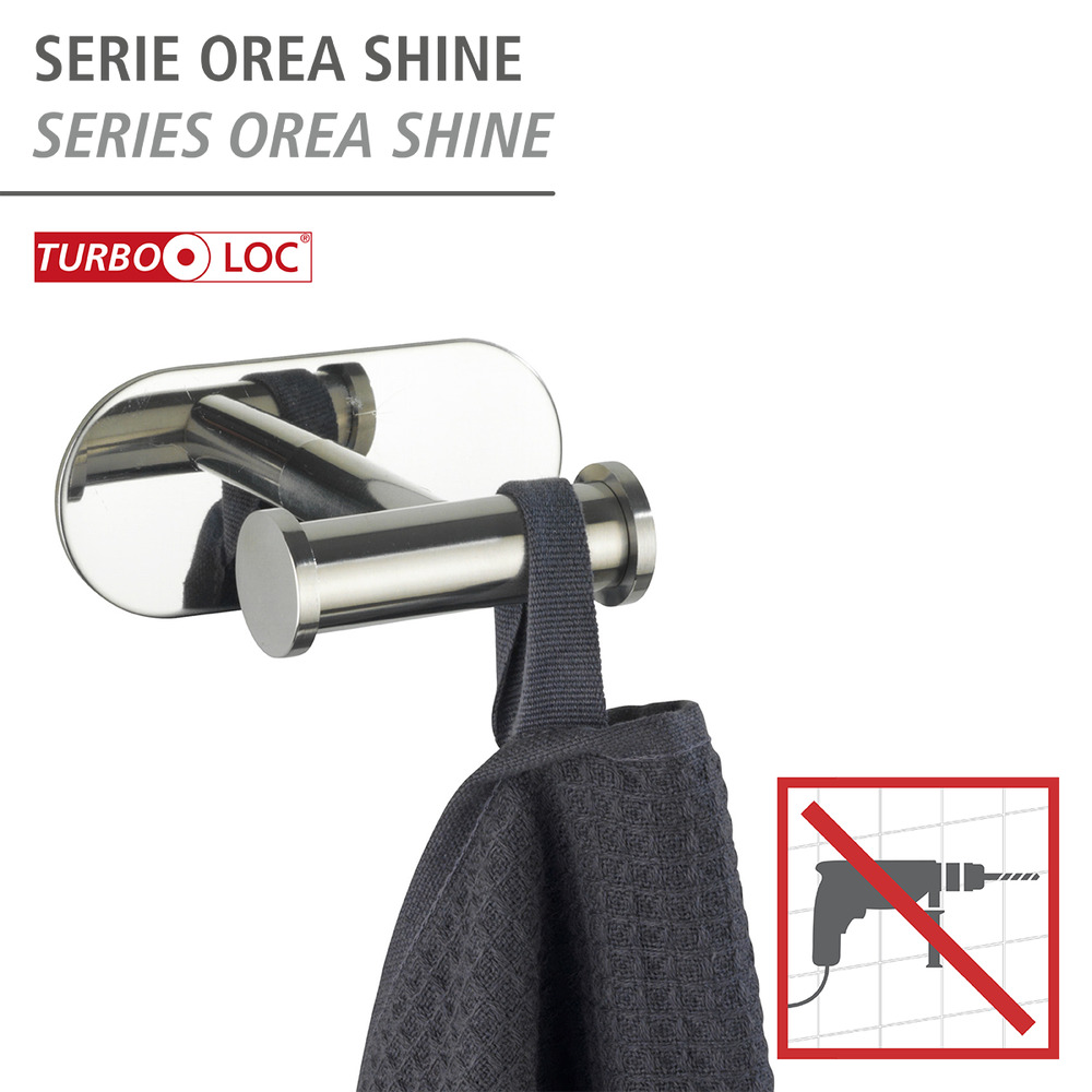 Duo OREA Shine Turbo-Loc® Wandhaken, Edelstahl Duo OREA Shine Turbo-Loc® Wandhaken, Edelstahl