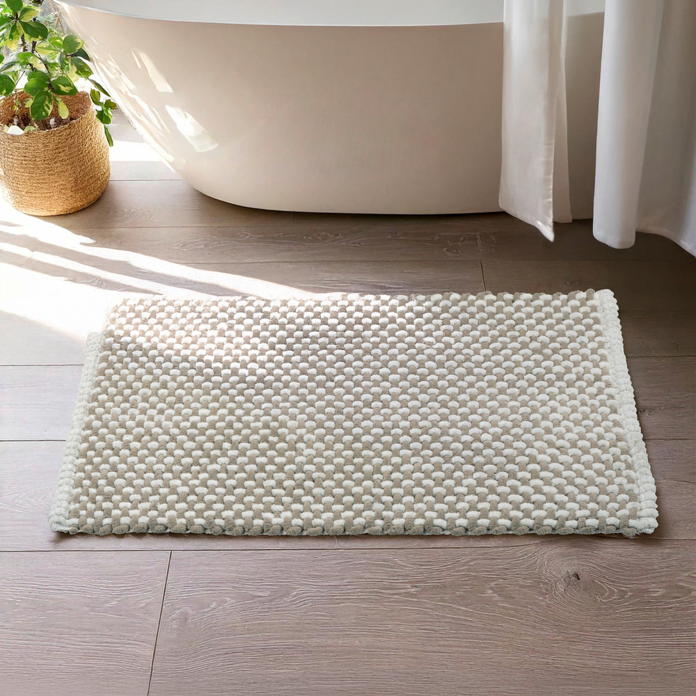 COVELO weiß-beige Badteppich 50x80 cm