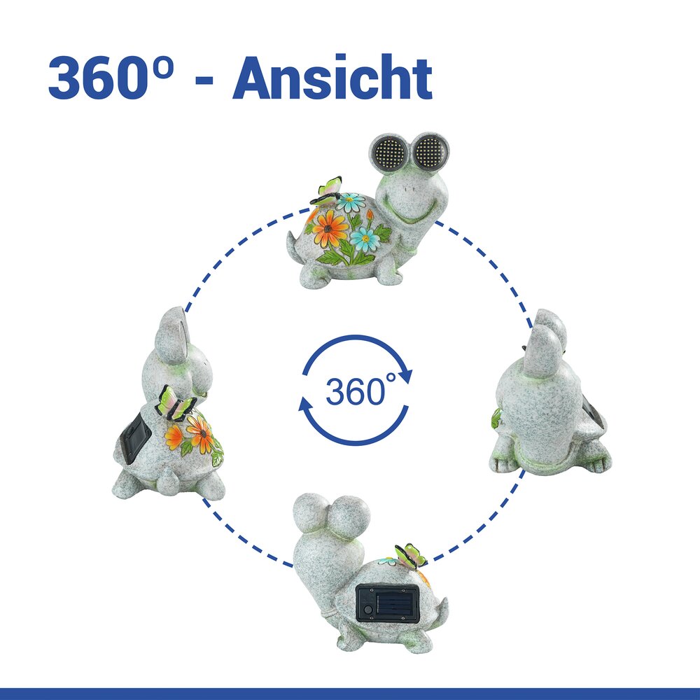 SCHILDKRÖTE Gartenfigur mit blinkenden LED-Augen