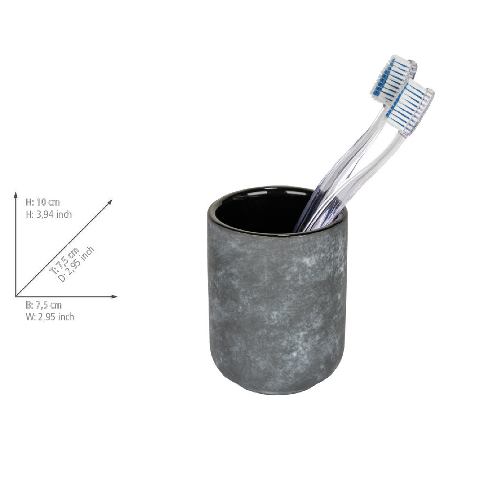 SACILE Badzubehör-Set aus Keramik in Betonoptik, 2-teilig SACILE Badzubehör-Set aus Keramik in Betonoptik, 2-teilig