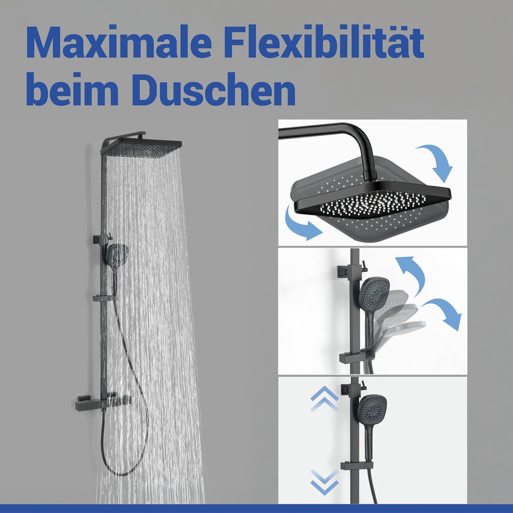 CUADRO schwarz Premium Duschsystem mit Armatur