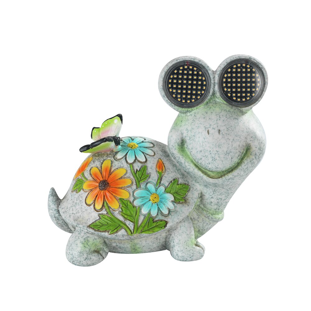 SCHILDKRÖTE Gartenfigur mit blinkenden LED-Augen